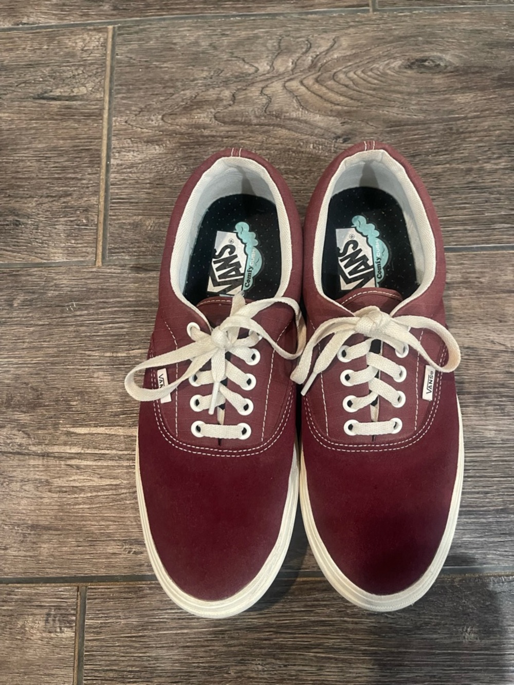 Vans Men’s Burgundy Canvas Low-Top Sneakers with White Laces